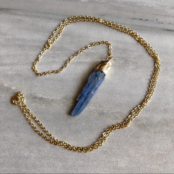 ❗️LAST❗️Raw Kyanite 14K Gold Lariat Necklace - Picture 3 of 8
